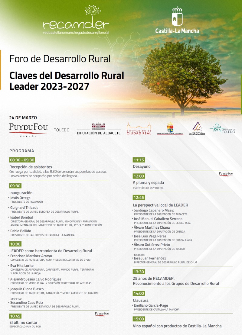Puy du Fou acogerá el Foro de las “Claves del Desarrollo Rural Leader 2023-2027” organizado por RECAMDER